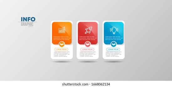 Vektorillustration Illustration Infografische Design Vorlage mit Symbolen und 3 Optionen oder Schritten. Kann für Prozess, Präsentationen, Layout, Banner, Infografik verwendet werden.