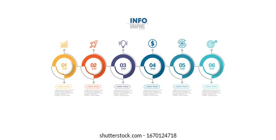 vector illustration Infographic design template with icons and 6 options or steps. Can be used for process, presentations, layout, banner,info graph.