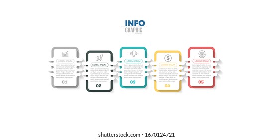 ilustración vectorial Plantilla de diseño infográfico con iconos y 5 opciones o pasos. Se puede utilizar para procesos, presentaciones, diseño, banner, gráfico de información.