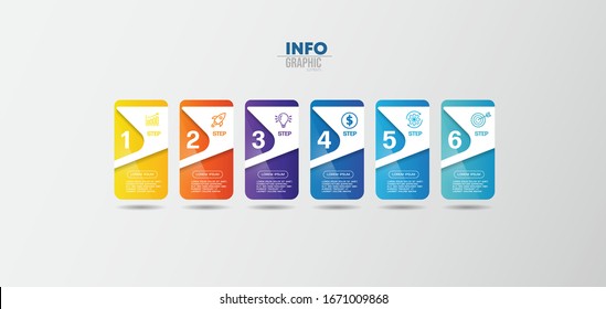 ilustración vectorial Plantilla de diseño infográfico con iconos y 6 opciones o pasos. Se puede utilizar para procesos, presentaciones, diseño, banner, gráfico de información.