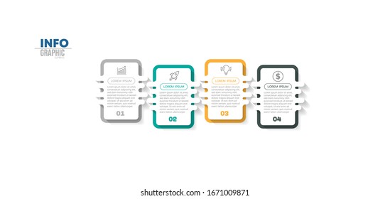 ilustración vectorial Plantilla de diseño infográfico con iconos y 4 opciones o pasos. Se puede utilizar para procesos, presentaciones, diseño, banner, gráfico de información.