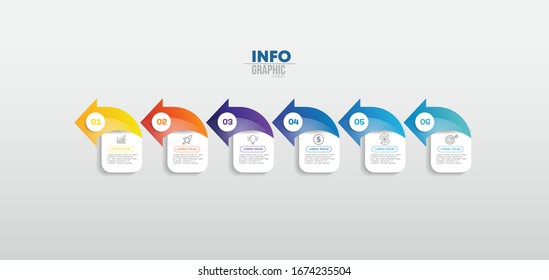 vector illustration Infographic design template with icons and 6 options or steps. Can be used for process, presentations, layout, banner,info graph.