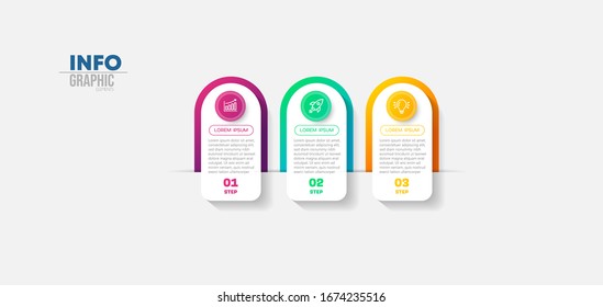 ilustración vectorial Plantilla de diseño infográfico con iconos y 3 opciones o pasos. Se puede utilizar para procesos, presentaciones, diseño, banner, gráfico de información.