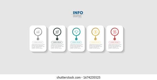 ilustración vectorial Plantilla de diseño infográfico con iconos y 5 opciones o pasos. Se puede utilizar para procesos, presentaciones, diseño, banner, gráfico de información.