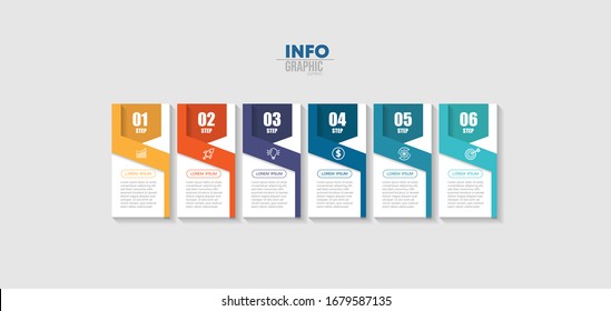 vector illustration Infographic design template with icons and 6 options or steps. Can be used for process, presentations, layout, banner,info graph.