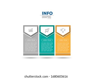 ilustración vectorial Plantilla de diseño infográfico con iconos y 3 opciones o pasos. Se puede utilizar para procesos, presentaciones, diseño, banner, gráfico de información.
