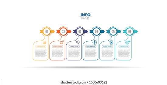 ilustración vectorial Plantilla de diseño infográfico con iconos y 6 opciones o pasos. Se puede utilizar para procesos, presentaciones, diseño, banner, gráfico de información.