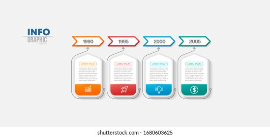ilustración vectorial Plantilla de diseño infográfico con iconos y 4 opciones o pasos. Se puede utilizar para procesos, presentaciones, diseño, banner, gráfico de información.
