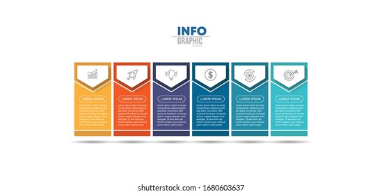 ilustración vectorial Plantilla de diseño infográfico con iconos y 6 opciones o pasos. Se puede utilizar para procesos, presentaciones, diseño, banner, gráfico de información.