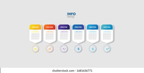 vector illustration Infographic design template with icons and 6 options or steps. Can be used for process, presentations, layout, banner,info graph.