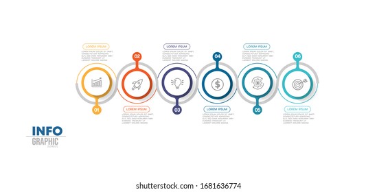 vector illustration Infographic design template with icons and 6 options or steps. Can be used for process, presentations, layout, banner,info graph.