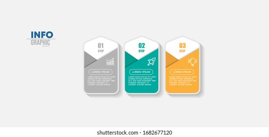 ilustración vectorial Plantilla de diseño infográfico con iconos y 3 opciones o pasos. Se puede utilizar para procesos, presentaciones, diseño, banner, gráfico de información.