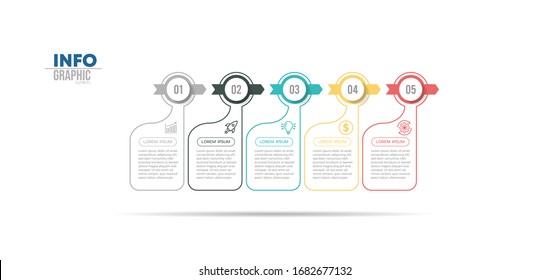 vector illustration Infographic design template with icons and 5 options or steps. Can be used for process, presentations, layout, banner,info graph.