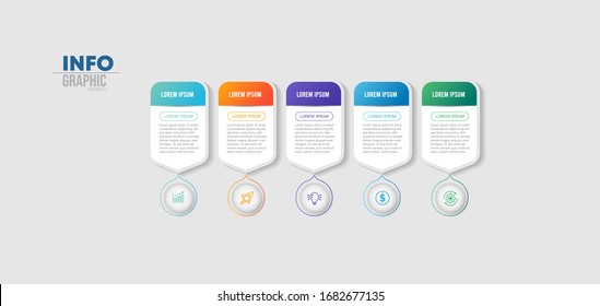 Vector Illustration Infographic Design Template With Icons And 5 Options Or Steps. Can Be Used For Process, Presentations, Layout, Banner,info Graph.