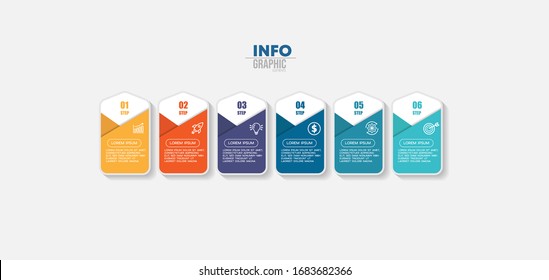ilustración vectorial Plantilla de diseño infográfico con iconos y 6 opciones o pasos. Se puede utilizar para procesos, presentaciones, diseño, banner, gráfico de información.