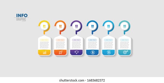 ilustración vectorial Plantilla de diseño infográfico con iconos y 6 opciones o pasos. Se puede utilizar para procesos, presentaciones, diseño, banner, gráfico de información.