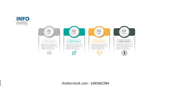 ilustración vectorial Plantilla de diseño infográfico con iconos y 4 opciones o pasos. Se puede utilizar para procesos, presentaciones, diseño, banner, gráfico de información.