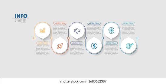 vector illustration Infographic design template with icons and 6 options or steps. Can be used for process, presentations, layout, banner,info graph.