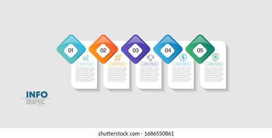 vector illustration Infographic design template with icons and 5 options or steps. Can be used for process, presentations, layout, banner,info graph.
