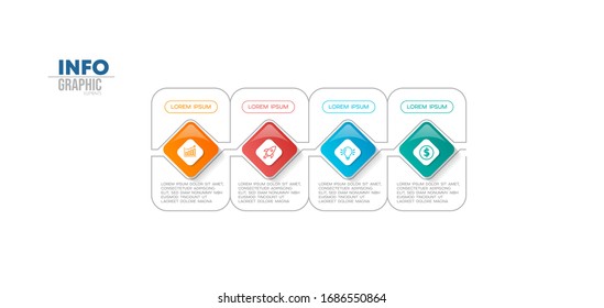 vector illustration Infographic design template with icons and 4 options or steps. Can be used for process, presentations, layout, banner,info graph.