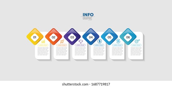 vector illustration Infographic design template with icons and 6 options or steps. Can be used for process, presentations, layout, banner,info graph.