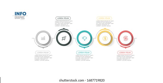 vector illustration Infographic design template with icons and 5 options or steps. Can be used for process, presentations, layout, banner,info graph.