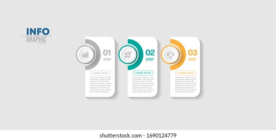 ilustración vectorial Plantilla de diseño infográfico con iconos y 3 opciones o pasos. Se puede utilizar para procesos, presentaciones, diseño, banner, gráfico de información.