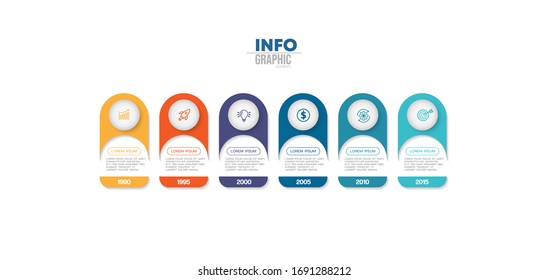 vector illustration Infographic design template with icons and 6 options or steps. Can be used for process, presentations, layout, banner,info graph.