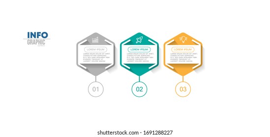 ilustración vectorial Plantilla de diseño infográfico con iconos y 3 opciones o pasos. Se puede utilizar para procesos, presentaciones, diseño, banner, gráfico de información.