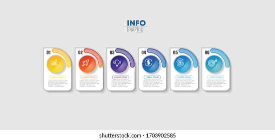 vector illustration Infographic design template with icons and 6 options or steps. Can be used for process, presentations, layout, banner,info graph.