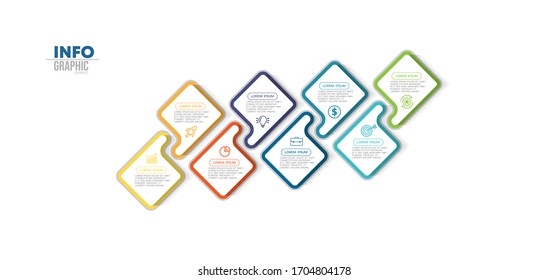ilustración vectorial Plantilla de diseño infográfico con iconos y 8 opciones o pasos. Se puede utilizar para procesos, presentaciones, diseño, banner, gráfico de información.