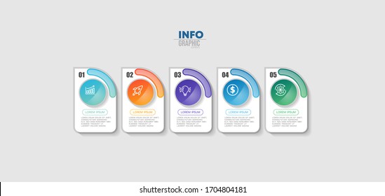 vector illustration Infographic design template with icons and 5 options or steps. Can be used for process, presentations, layout, banner,info graph.