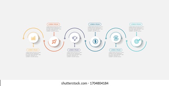 vector illustration Infographic design template with icons and 6 options or steps. Can be used for process, presentations, layout, banner,info graph.