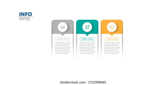 ilustración vectorial Plantilla de diseño infográfico con iconos y 3 opciones o pasos. Se puede utilizar para procesos, presentaciones, diseño, banner, gráfico de información.