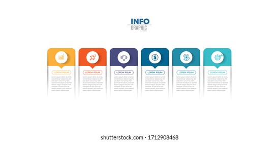 ilustración vectorial Plantilla de diseño infográfico con iconos y 6 opciones o pasos. Se puede utilizar para procesos, presentaciones, diseño, banner, gráfico de información.