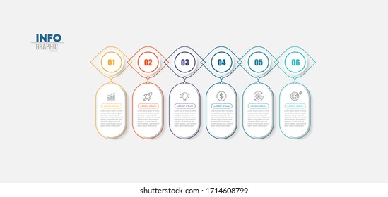 vector illustration Infographic design template with icons and 6 options or steps. Can be used for process, presentations, layout, banner,info graph.