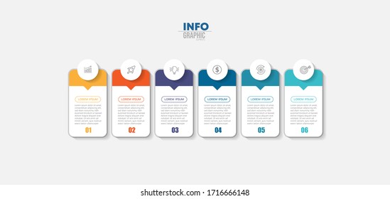 vector illustration Infographic design template with icons and 6 options or steps. Can be used for process, presentations, layout, banner,info graph.