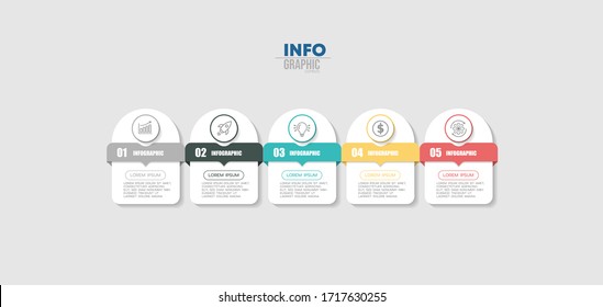 Vektorillustration Illustration Infografische Design Vorlage mit Symbolen und 5 Optionen oder Schritten. Kann für Prozess, Präsentationen, Layout, Banner, Infografik verwendet werden.