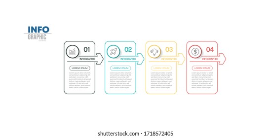 ilustración vectorial Plantilla de diseño infográfico con iconos y 4 opciones o pasos. Se puede utilizar para procesos, presentaciones, diseño, banner, gráfico de información.