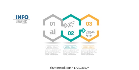 ilustración vectorial Plantilla de diseño infográfico con iconos y 3 opciones o pasos. Se puede utilizar para procesos, presentaciones, diseño, banner, gráfico de información.