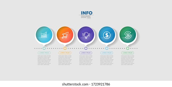 ilustración vectorial Plantilla de diseño infográfico con iconos y 5 opciones o pasos. Se puede utilizar para procesos, presentaciones, diseño, banner, gráfico de información.