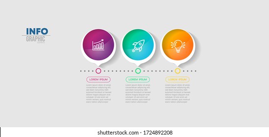 ilustración vectorial Plantilla de diseño infográfico con iconos y 3 opciones o pasos. Se puede usar para procesos, presentaciones, diseño, banner, gráfico de información.