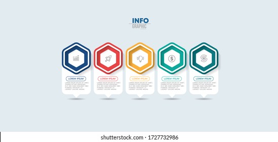 vector illustration Infographic design template with icons and 5 options or steps. Can be used for process, presentations, layout, banner,info graph.