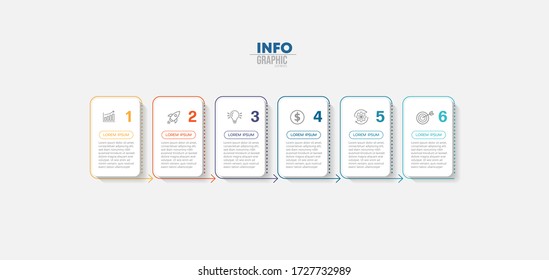 ilustración vectorial Plantilla de diseño infográfico con iconos y 6 opciones o pasos. Se puede usar para procesos, presentaciones, diseño, banner, gráfico de información.