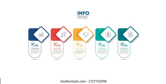 vector illustration Infographic design template with icons and 5 options or steps. Can be used for process, presentations, layout, banner,info graph.