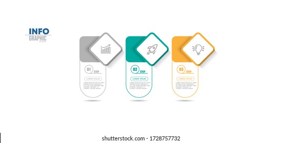 vector illustration Infographic design template with icons and 3 options or steps. Can be used for process, presentations, layout, banner,info graph.
