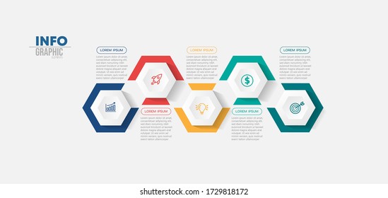 ilustración vectorial Plantilla de diseño infográfico con iconos y 5 opciones o pasos. Se puede usar para procesos, presentaciones, diseño, banner, gráfico de información.