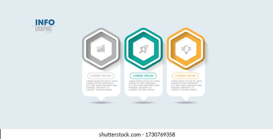 vector illustration Infographic design template with icons and 3 options or steps. Can be used for process, presentations, layout, banner,info graph.