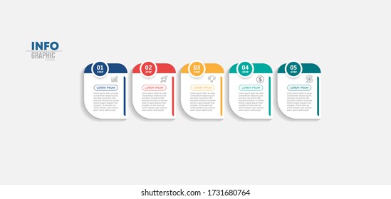 ilustración vectorial Plantilla de diseño infográfico con iconos y 5 opciones o pasos. Se puede usar para procesos, presentaciones, diseño, banner, gráfico de información.
