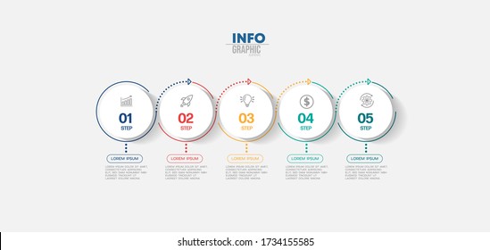 ilustración vectorial Plantilla de diseño infográfico con iconos y 5 opciones o pasos. Se puede usar para procesos, presentaciones, diseño, banner, gráfico de información.